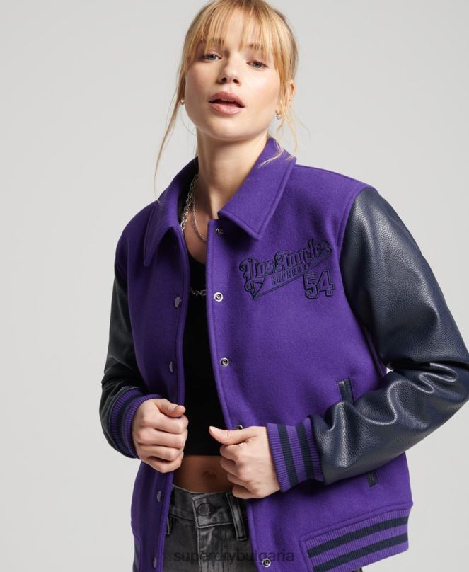 Superdry облекло N00H5449 лилаво Жени ретро смесен университетски бомбардировач