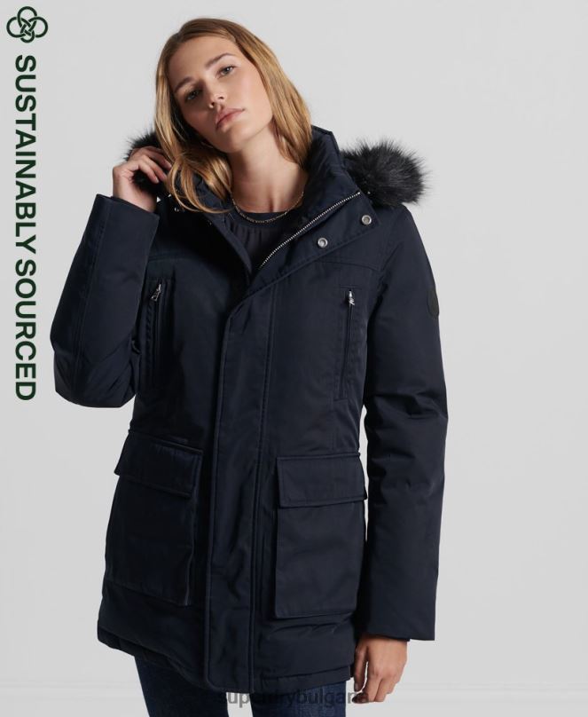 Superdry облекло N00H5458 военноморски флот Жени палто everest down parka