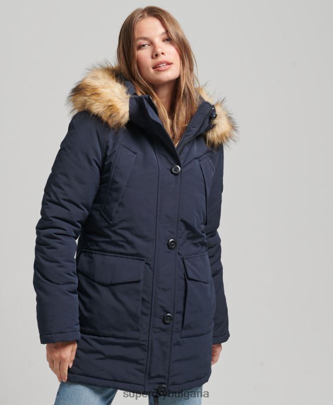 Superdry облекло N00H5462 военноморски флот Жени палто парка everest