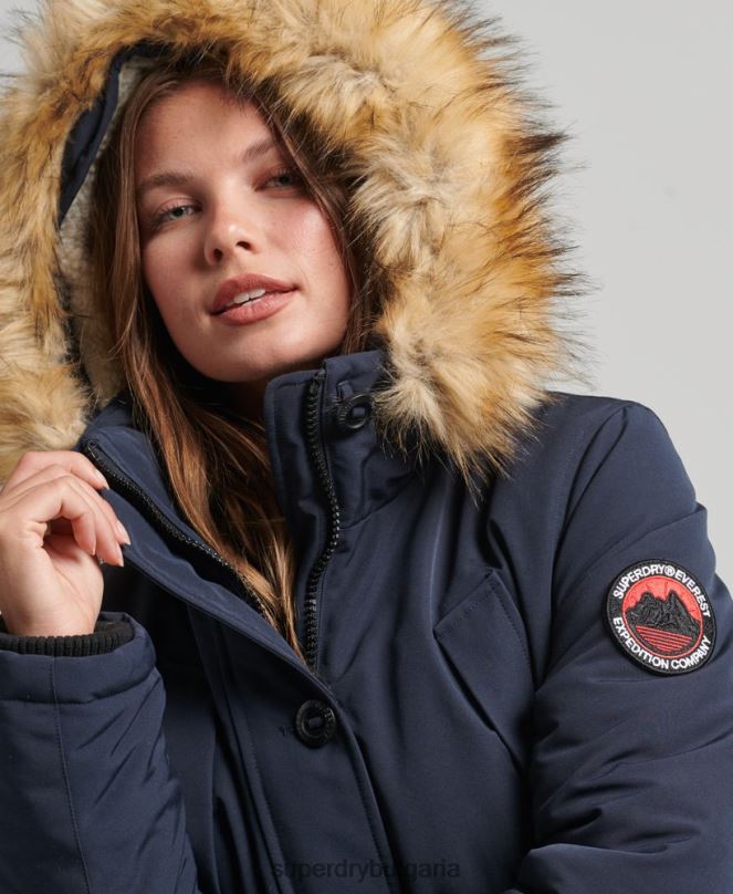 Superdry облекло N00H5462 военноморски флот Жени палто парка everest