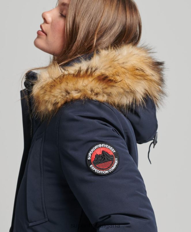 Superdry облекло N00H5462 военноморски флот Жени палто парка everest