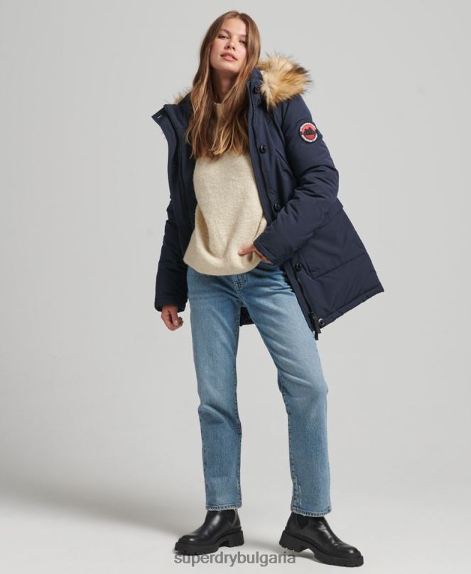 Superdry облекло N00H5462 военноморски флот Жени палто парка everest