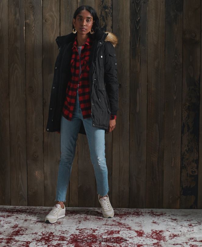 Superdry облекло N00H5481 черен Жени nadare микрофибърно палто парка