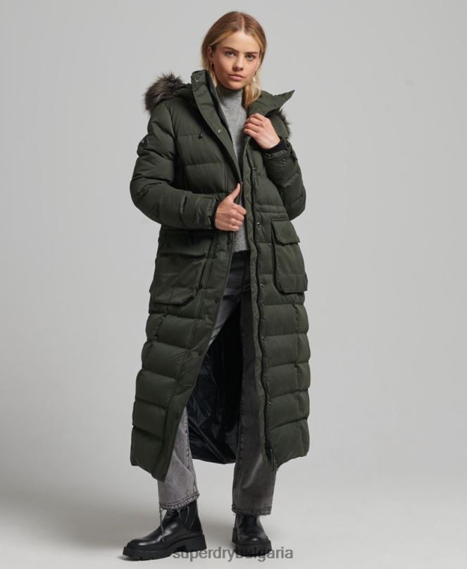 Superdry облекло N00H5490 зелено Жени палто от микрофибър експедиция с парагади