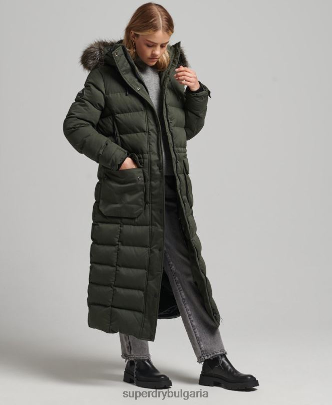 Superdry облекло N00H5490 зелено Жени палто от микрофибър експедиция с парагади