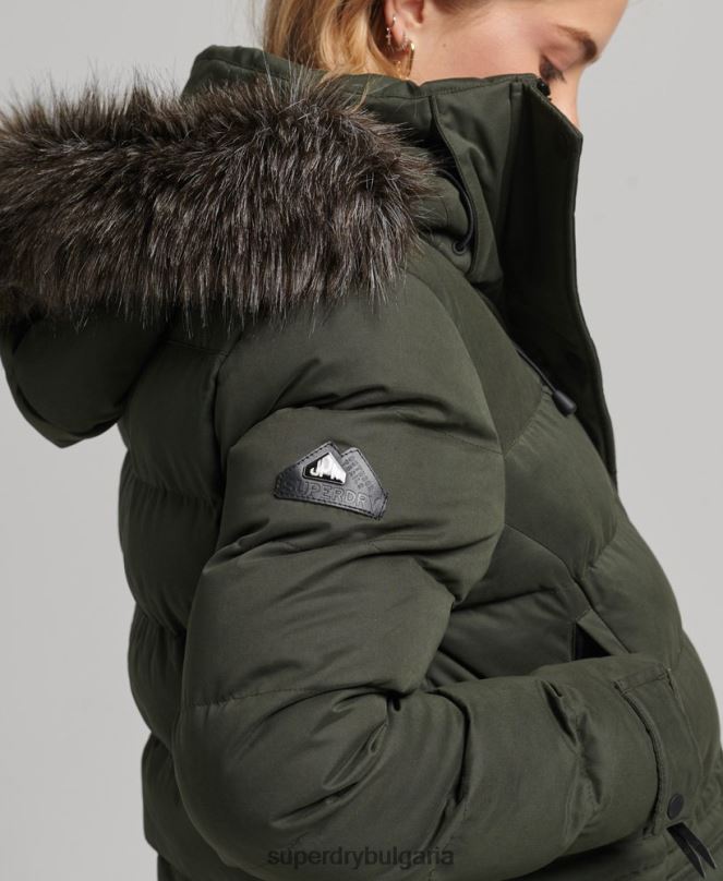 Superdry облекло N00H5490 зелено Жени палто от микрофибър експедиция с парагади