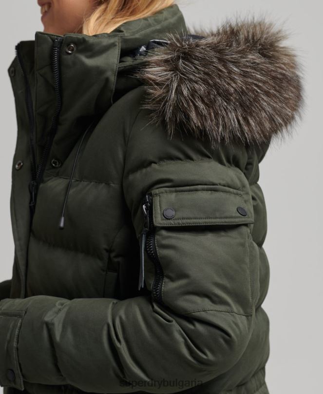 Superdry облекло N00H5490 зелено Жени палто от микрофибър експедиция с парагади