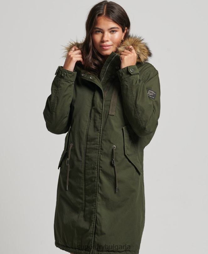 Superdry облекло N00H5493 зелено Жени автентична военна парка от изкуствена кожа
