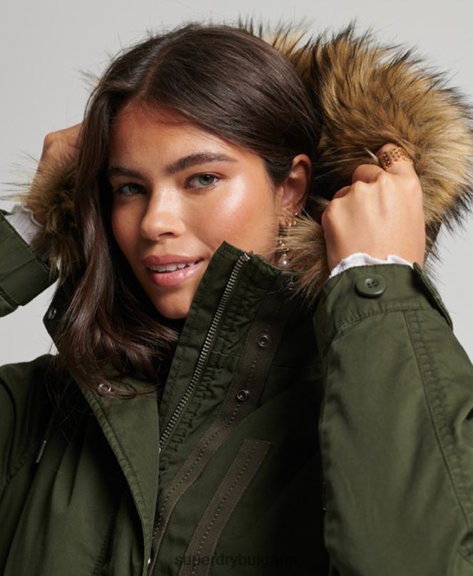 Superdry облекло N00H5493 зелено Жени автентична военна парка от изкуствена кожа