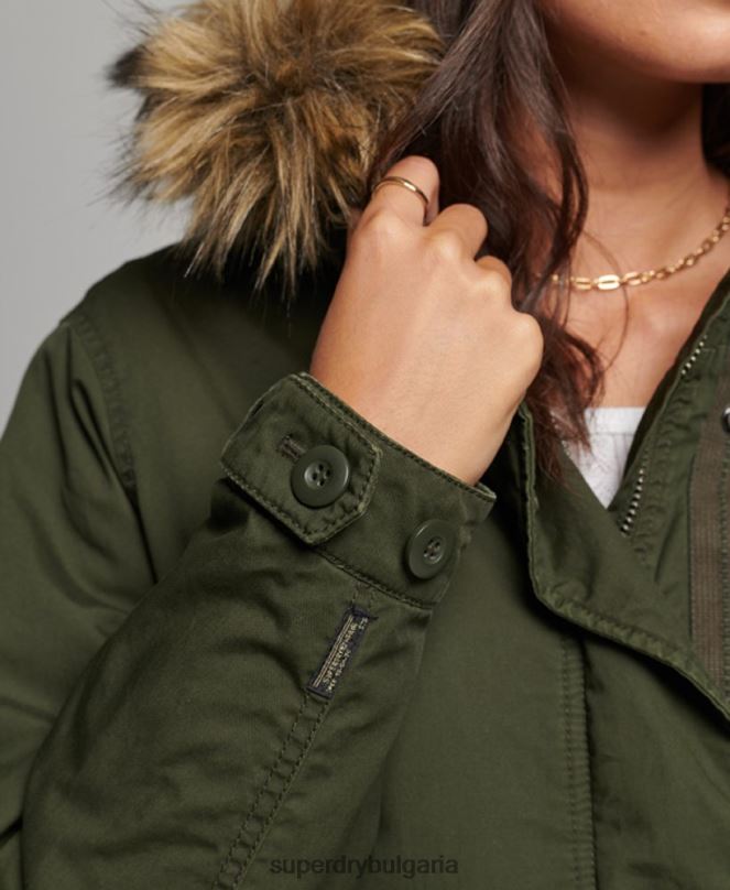 Superdry облекло N00H5493 зелено Жени автентична военна парка от изкуствена кожа