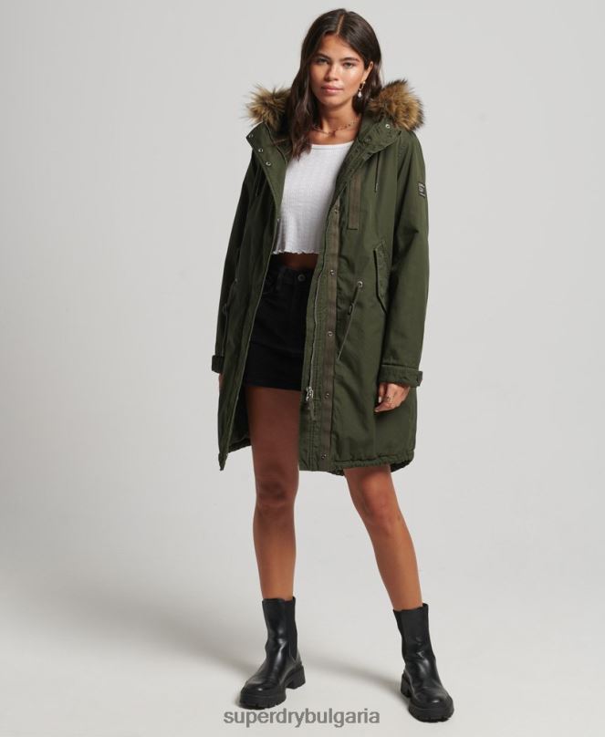 Superdry облекло N00H5493 зелено Жени автентична военна парка от изкуствена кожа