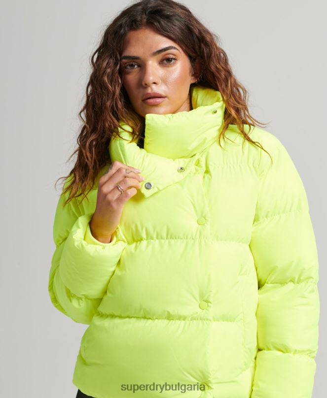 Superdry облекло N00H5498 зелено Жени късо пухено палто