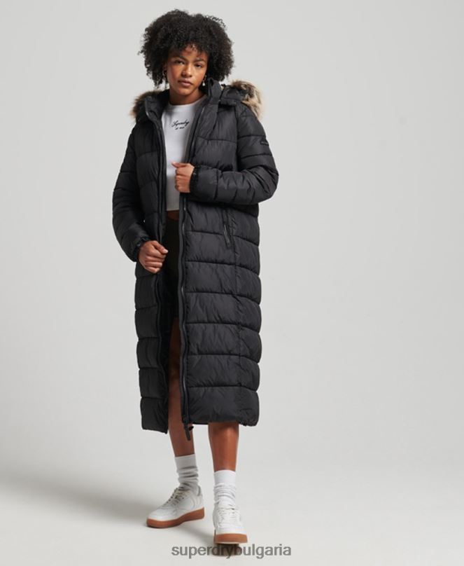 Superdry облекло N00H5509 черен Жени планинско палто fuji с качулка