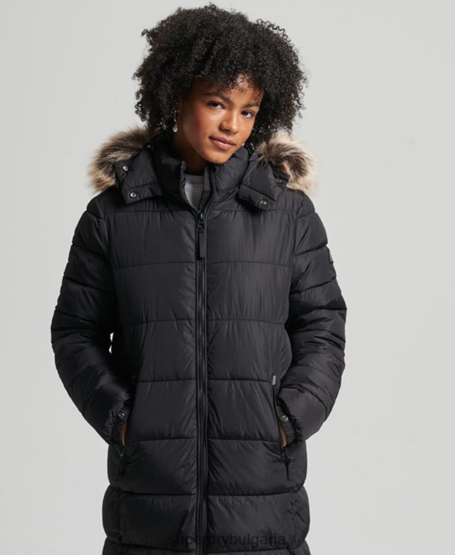 Superdry облекло N00H5509 черен Жени планинско палто fuji с качулка
