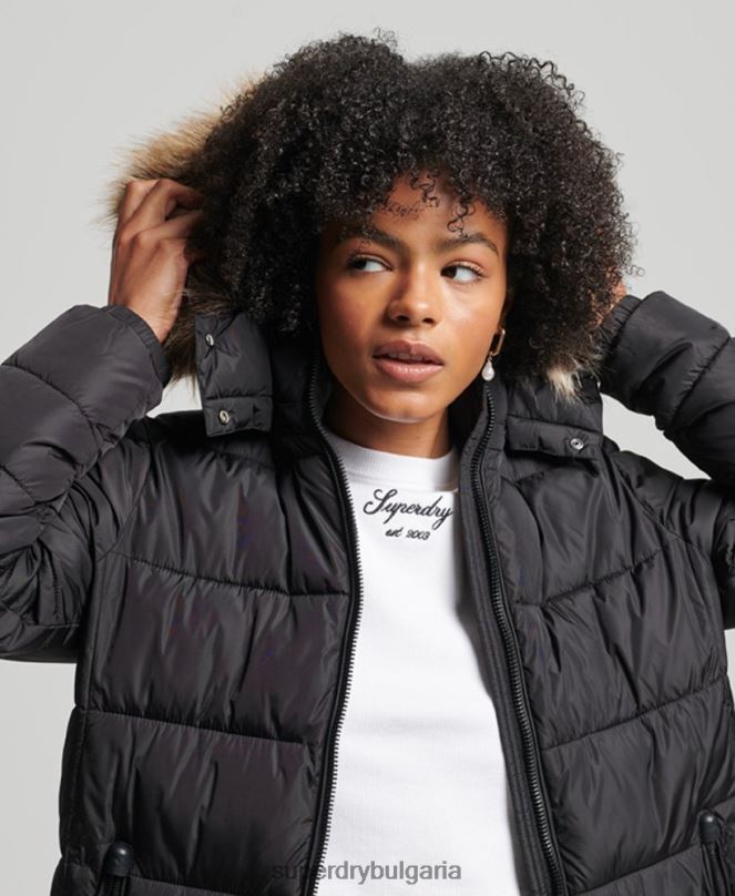 Superdry облекло N00H5509 черен Жени планинско палто fuji с качулка