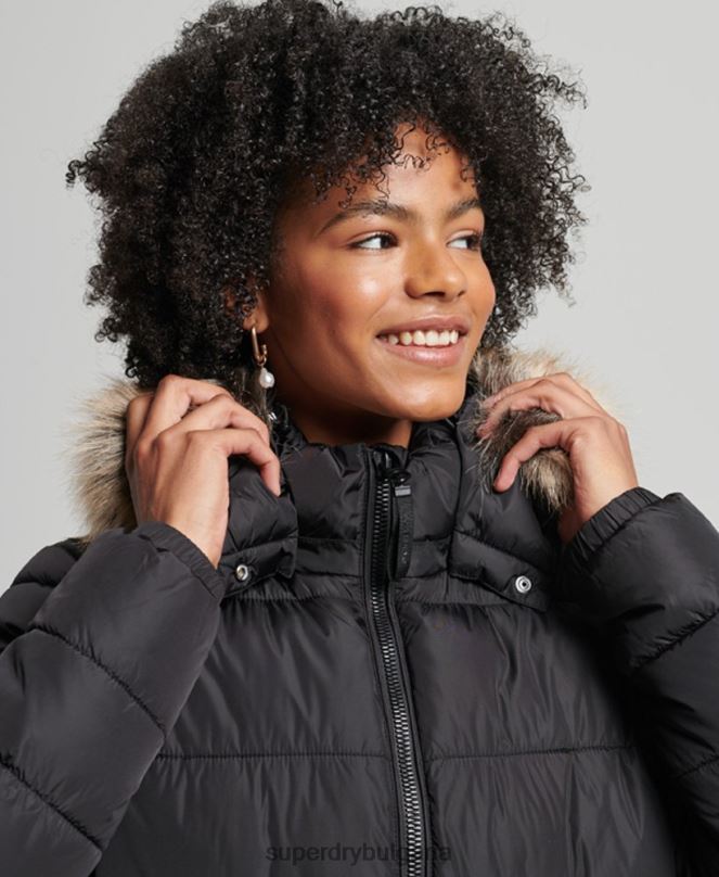 Superdry облекло N00H5509 черен Жени планинско палто fuji с качулка