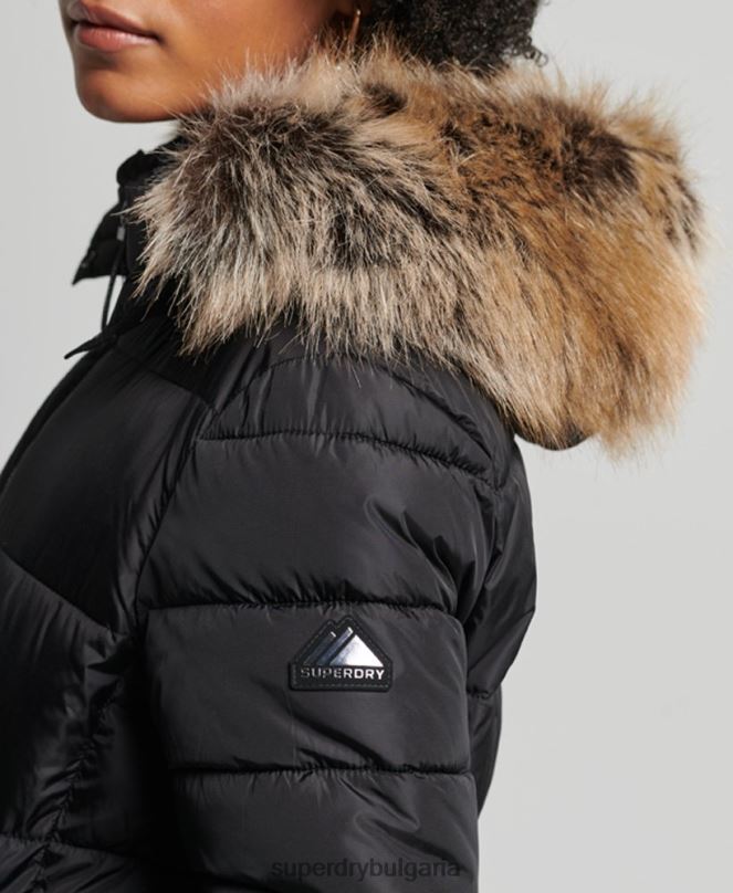 Superdry облекло N00H5509 черен Жени планинско палто fuji с качулка