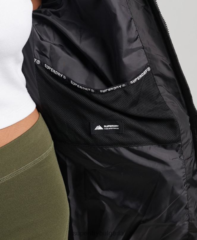 Superdry облекло N00H5509 черен Жени планинско палто fuji с качулка