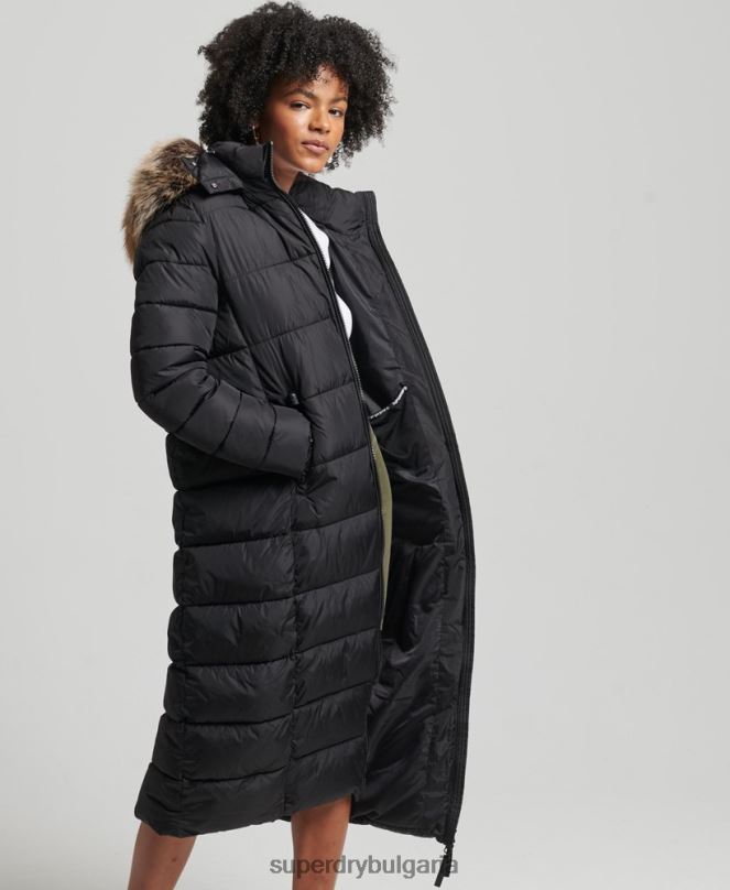 Superdry облекло N00H5509 черен Жени планинско палто fuji с качулка