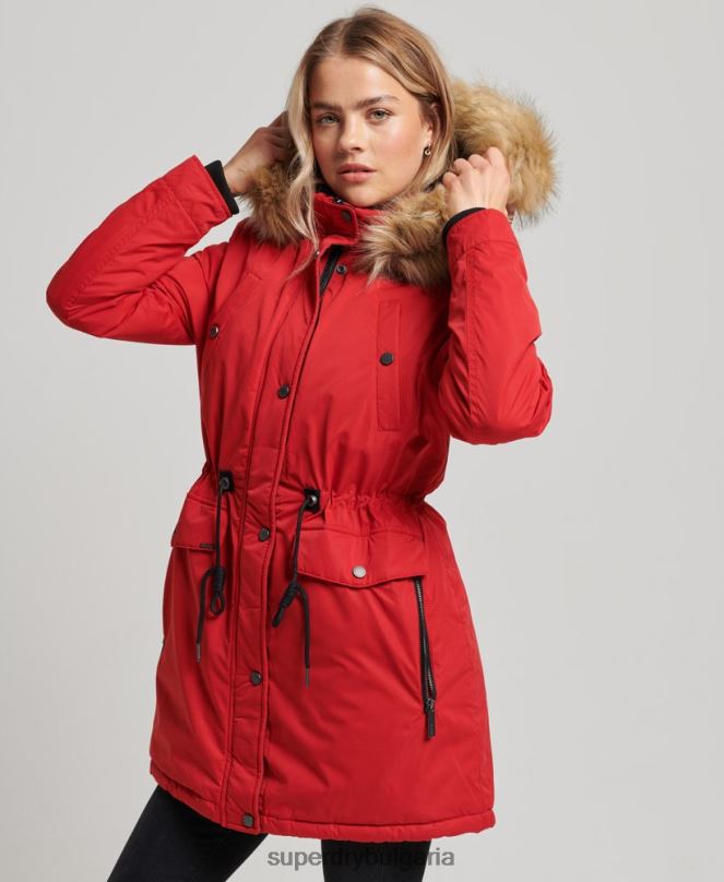 Superdry облекло N00H5513 червен Жени nadare микрофибърно палто парка