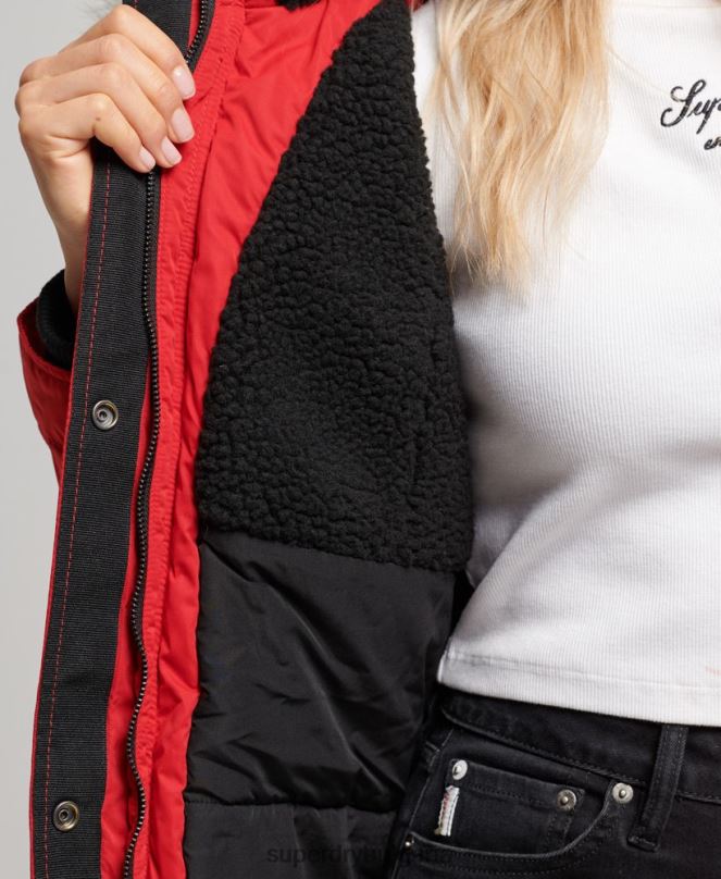 Superdry облекло N00H5513 червен Жени nadare микрофибърно палто парка