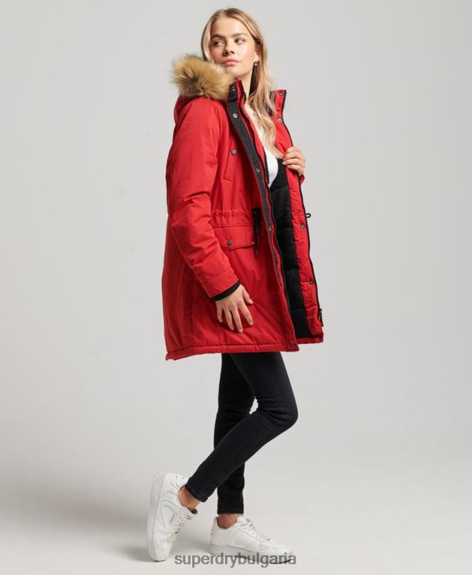 Superdry облекло N00H5513 червен Жени nadare микрофибърно палто парка
