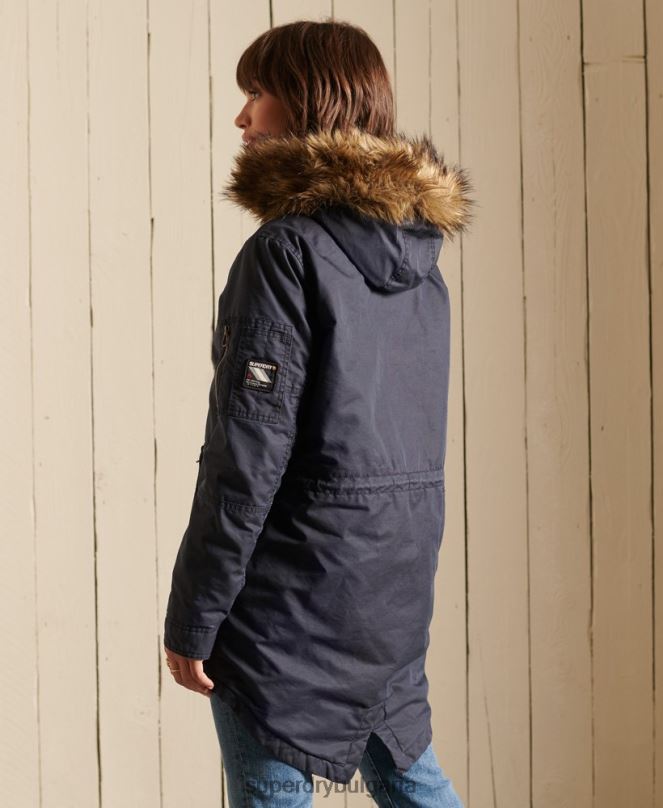 Superdry облекло N00H5515 син Жени военно палто парка с рибена опашка