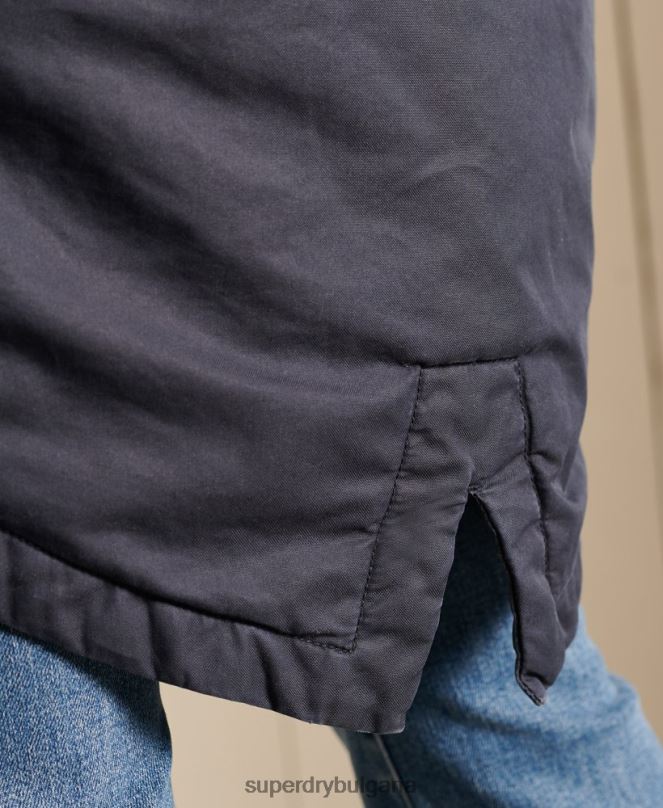 Superdry облекло N00H5515 син Жени военно палто парка с рибена опашка