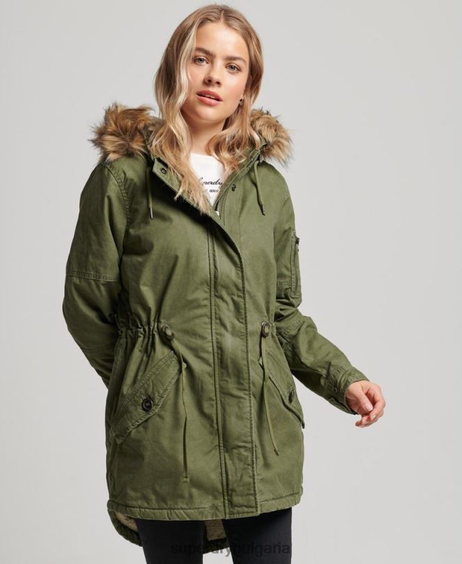 Superdry облекло N00H5538 зелено Жени поле палто парка