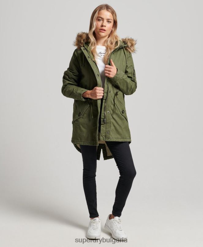 Superdry облекло N00H5538 зелено Жени поле палто парка