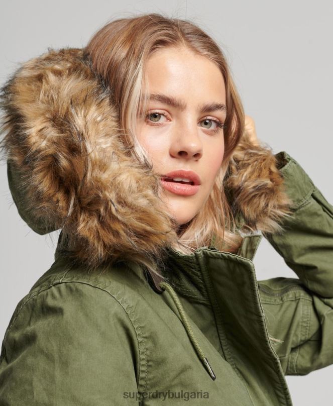 Superdry облекло N00H5538 зелено Жени поле палто парка