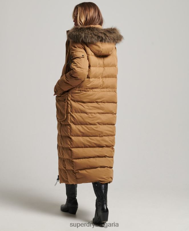 Superdry облекло N00H5547 кафяво Жени палто от микрофибър експедиция с парагади