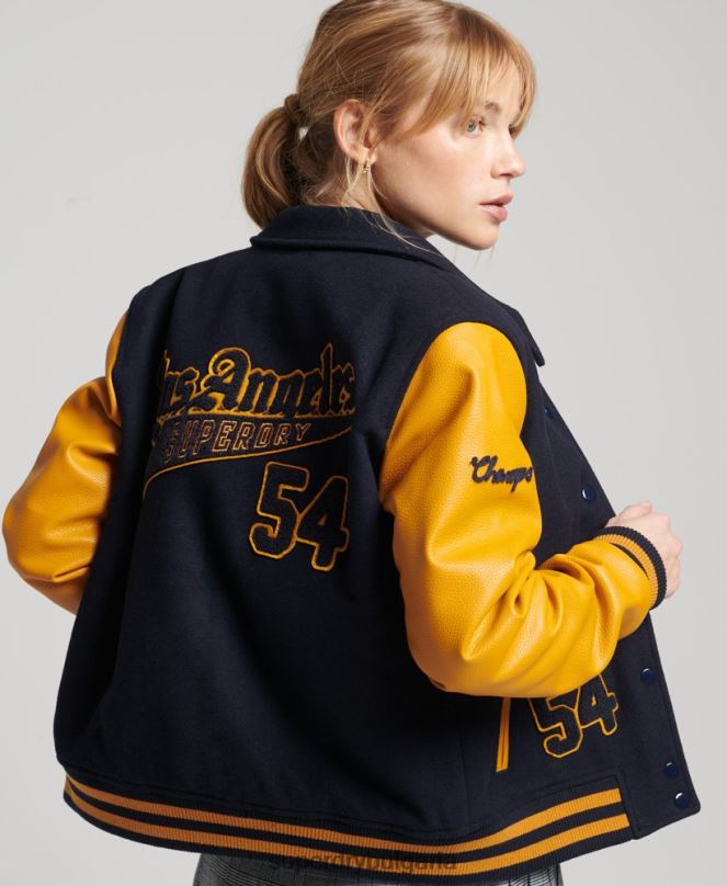 Superdry облекло N00H5553 военноморски флот Жени ретро смесен университетски бомбардировач