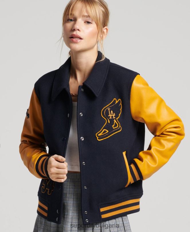 Superdry облекло N00H5553 военноморски флот Жени ретро смесен университетски бомбардировач