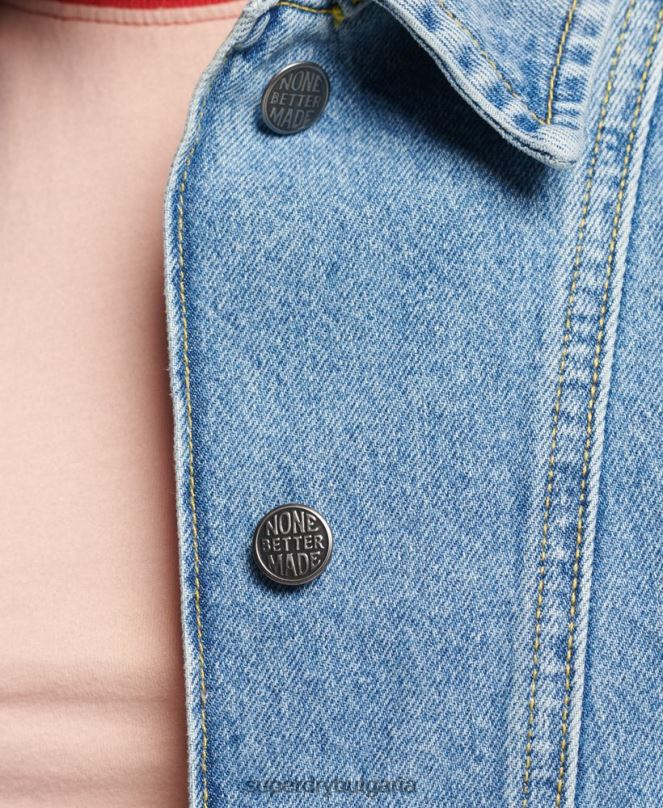 Superdry облекло N00H5561 светло синьо Жени ретро дънково палто