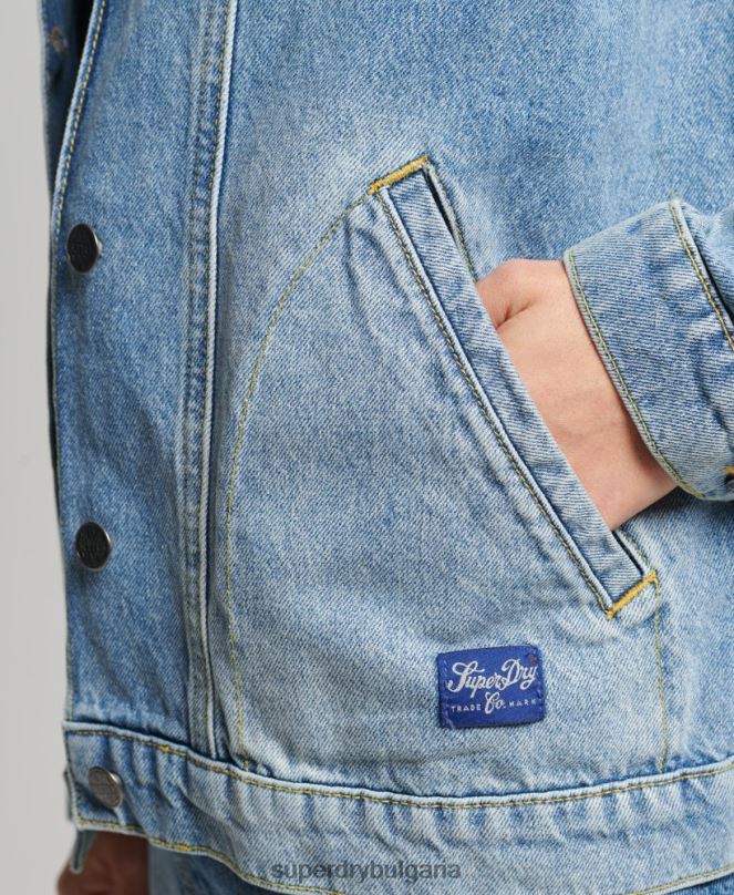 Superdry облекло N00H5561 светло синьо Жени ретро дънково палто