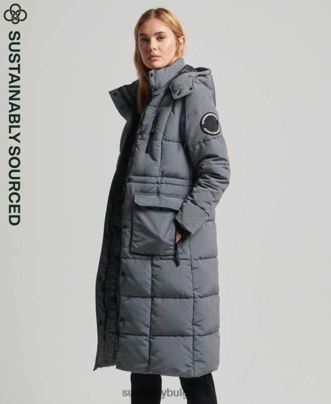 Superdry облекло N00H5576 тъмно сив Жени палто everest с парагади