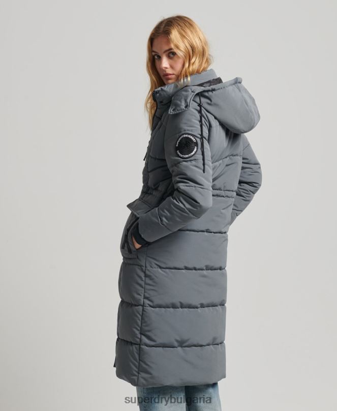 Superdry облекло N00H5576 тъмно сив Жени палто everest с парагади