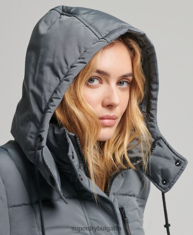 Superdry облекло N00H5576 тъмно сив Жени палто everest с парагади