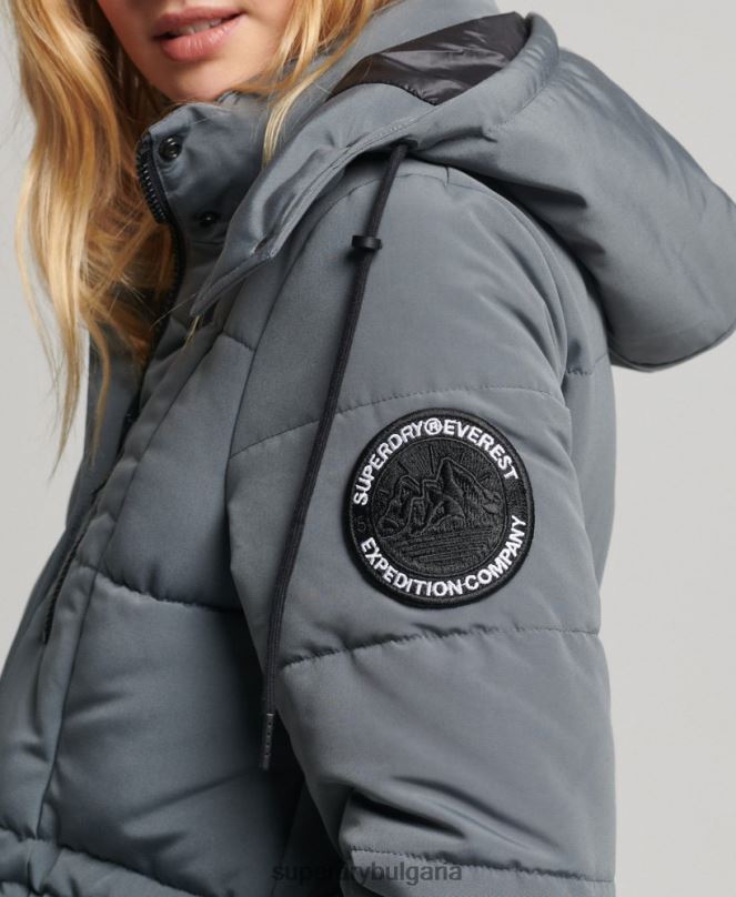 Superdry облекло N00H5576 тъмно сив Жени палто everest с парагади