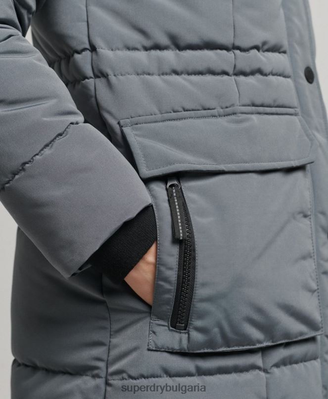 Superdry облекло N00H5576 тъмно сив Жени палто everest с парагади