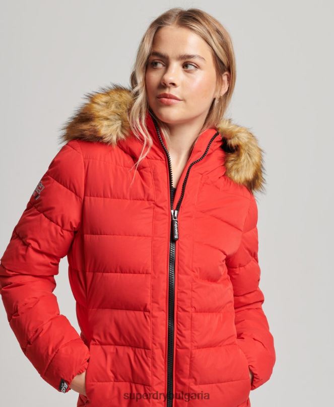 Superdry облекло N00H5591 червен Жени арктично дълго пухено палто