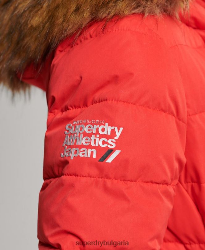 Superdry облекло N00H5591 червен Жени арктично дълго пухено палто