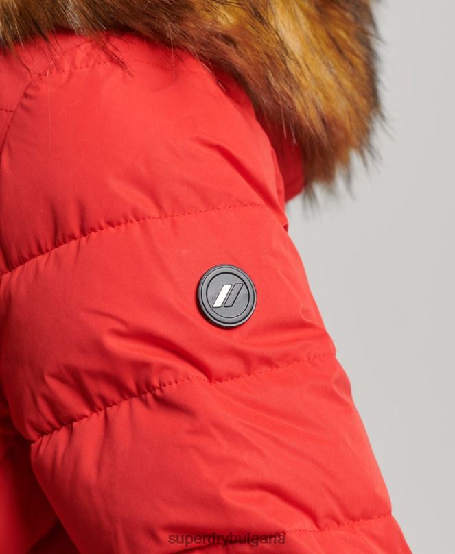 Superdry облекло N00H5591 червен Жени арктично дълго пухено палто