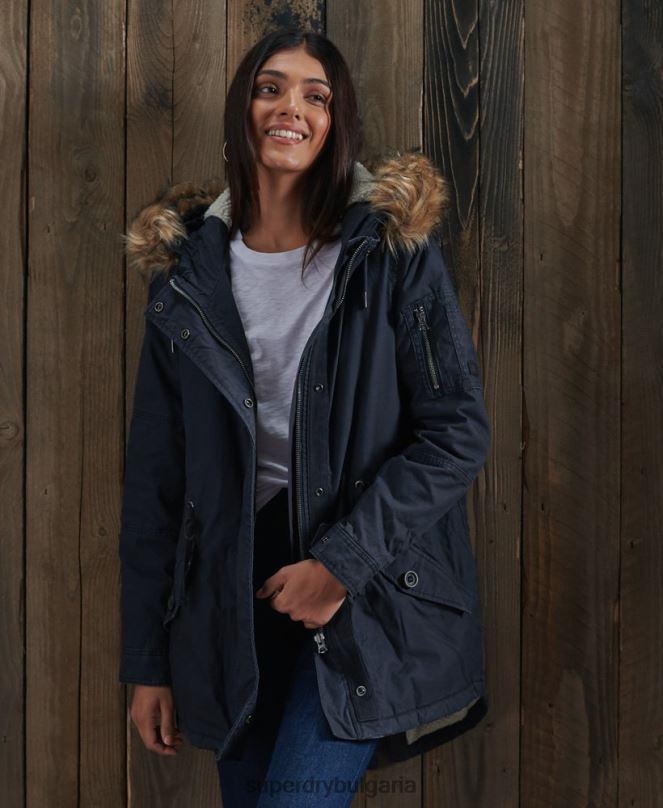 Superdry облекло N00H5624 военноморски флот Жени поле палто парка