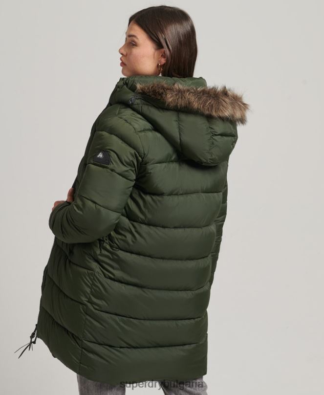 Superdry облекло N00H5633 зелено Жени междинно палто с качулка