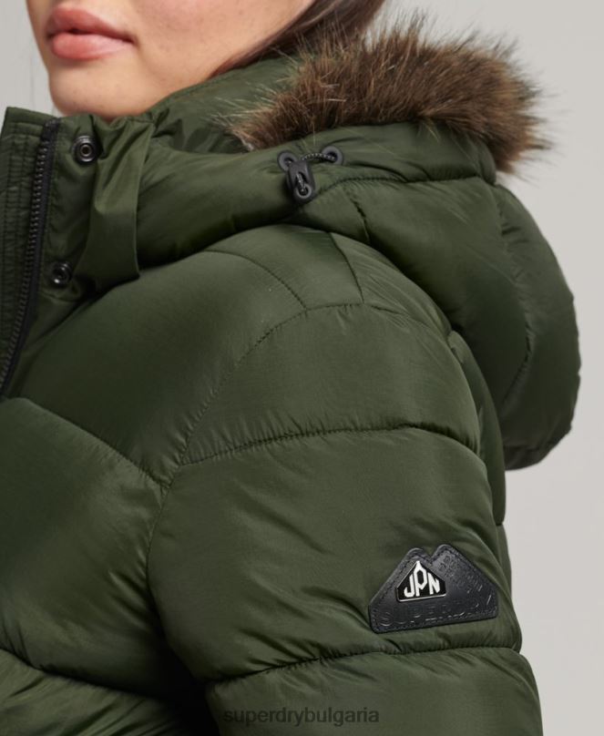 Superdry облекло N00H5633 зелено Жени междинно палто с качулка