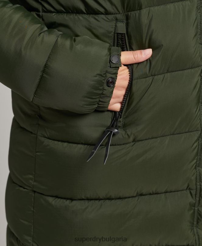 Superdry облекло N00H5633 зелено Жени междинно палто с качулка