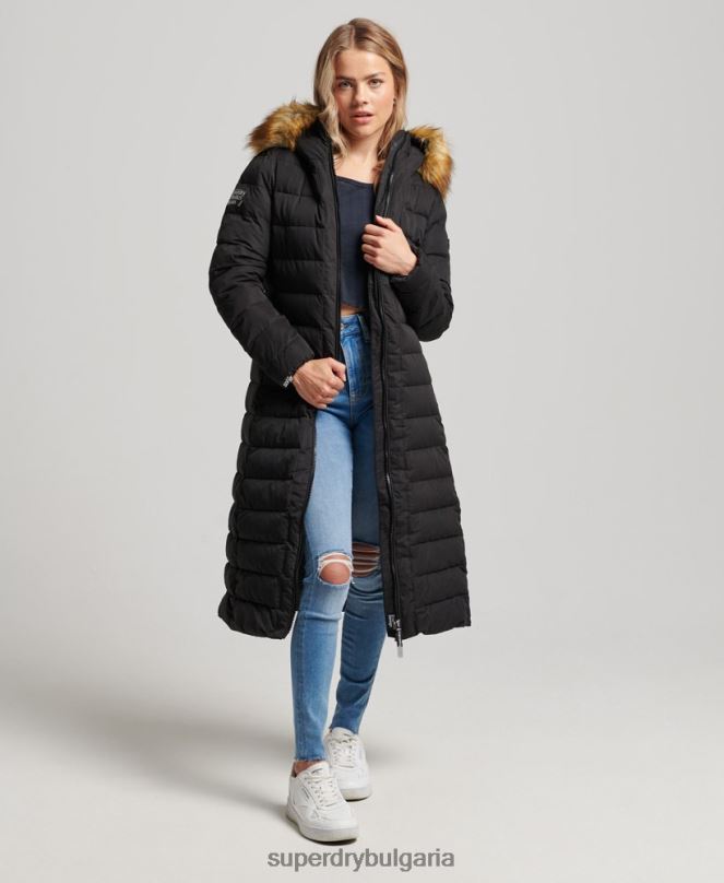 Superdry облекло N00H5638 черен Жени арктично дълго пухено палто