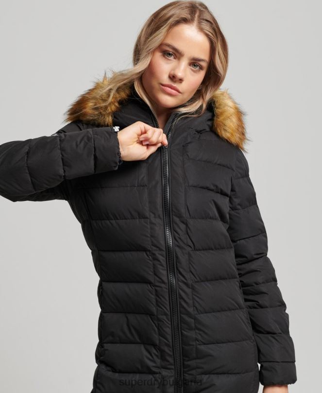 Superdry облекло N00H5638 черен Жени арктично дълго пухено палто